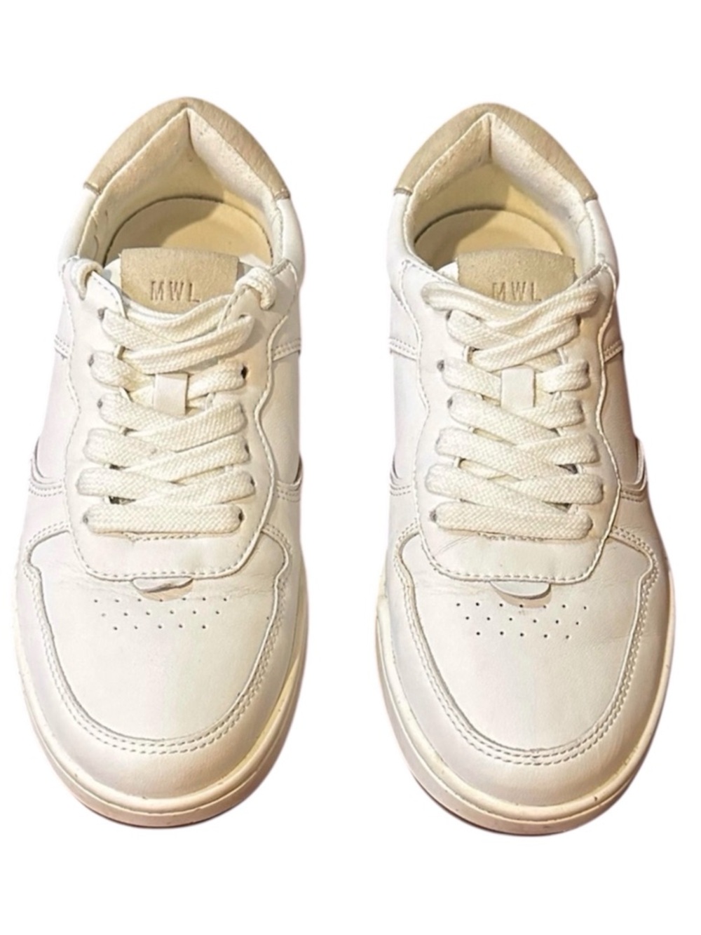Madewell Coated White Leather Court Sneakers